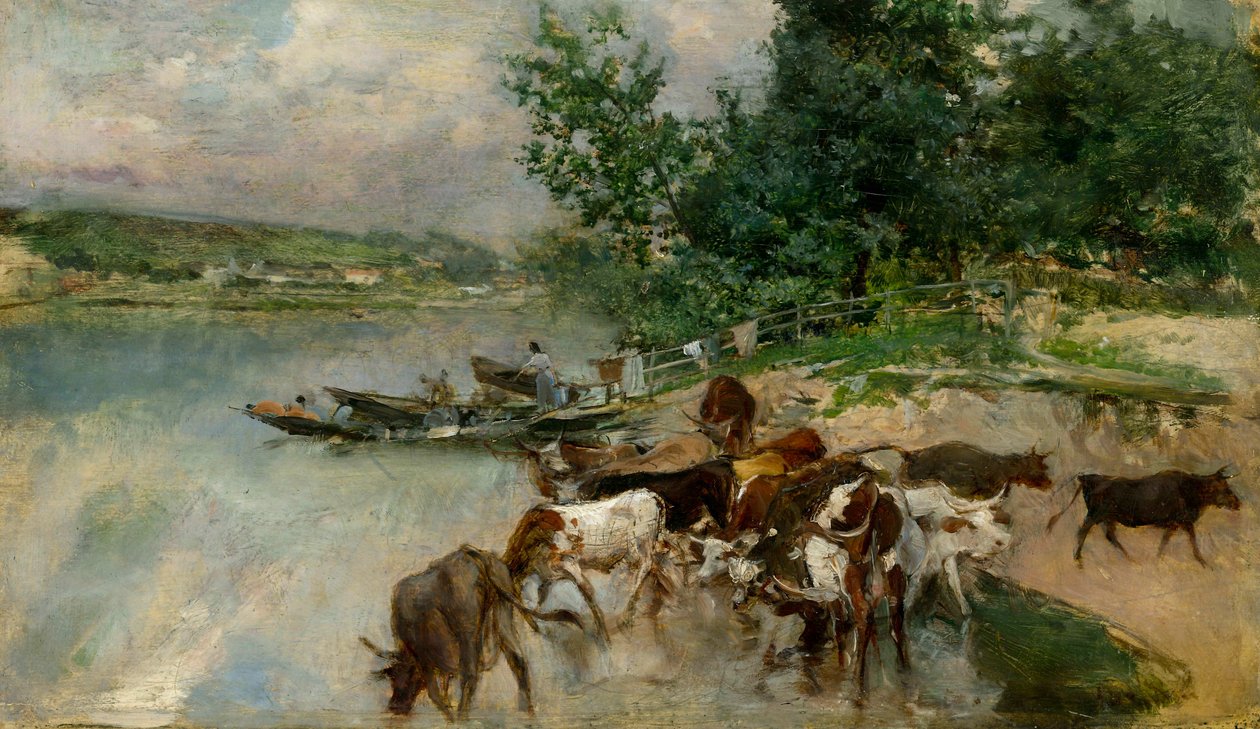 Picie nad Sekwaną, ok. 1874-75 (olej na płycie) autorstwa Giovanni Boldini