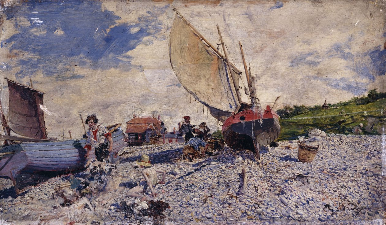 Plaża Etretat na północ od Le Havre; Plaża Etretat na północ od Le Havre, ok. 1870-72 autorstwa Giovanni Boldini
