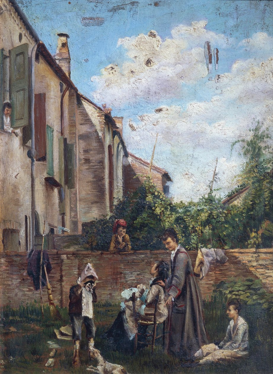 Włochy, Ferrara, Dziedziniec Domu Ojca autorstwa Giovanni Boldini