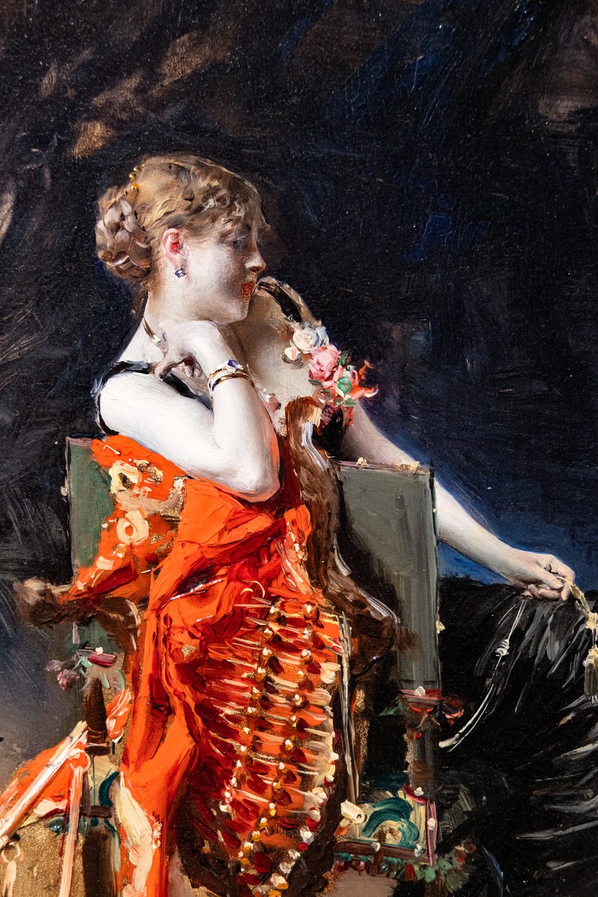 Pani X, szczegóły autorstwa Giovanni Boldini