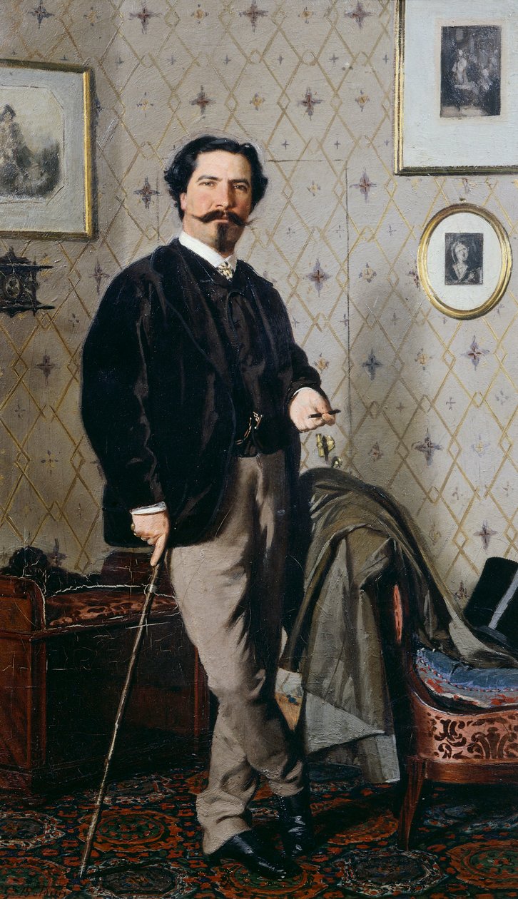 Portret Cristiano Banti z jego laską autorstwa Giovanni Boldini