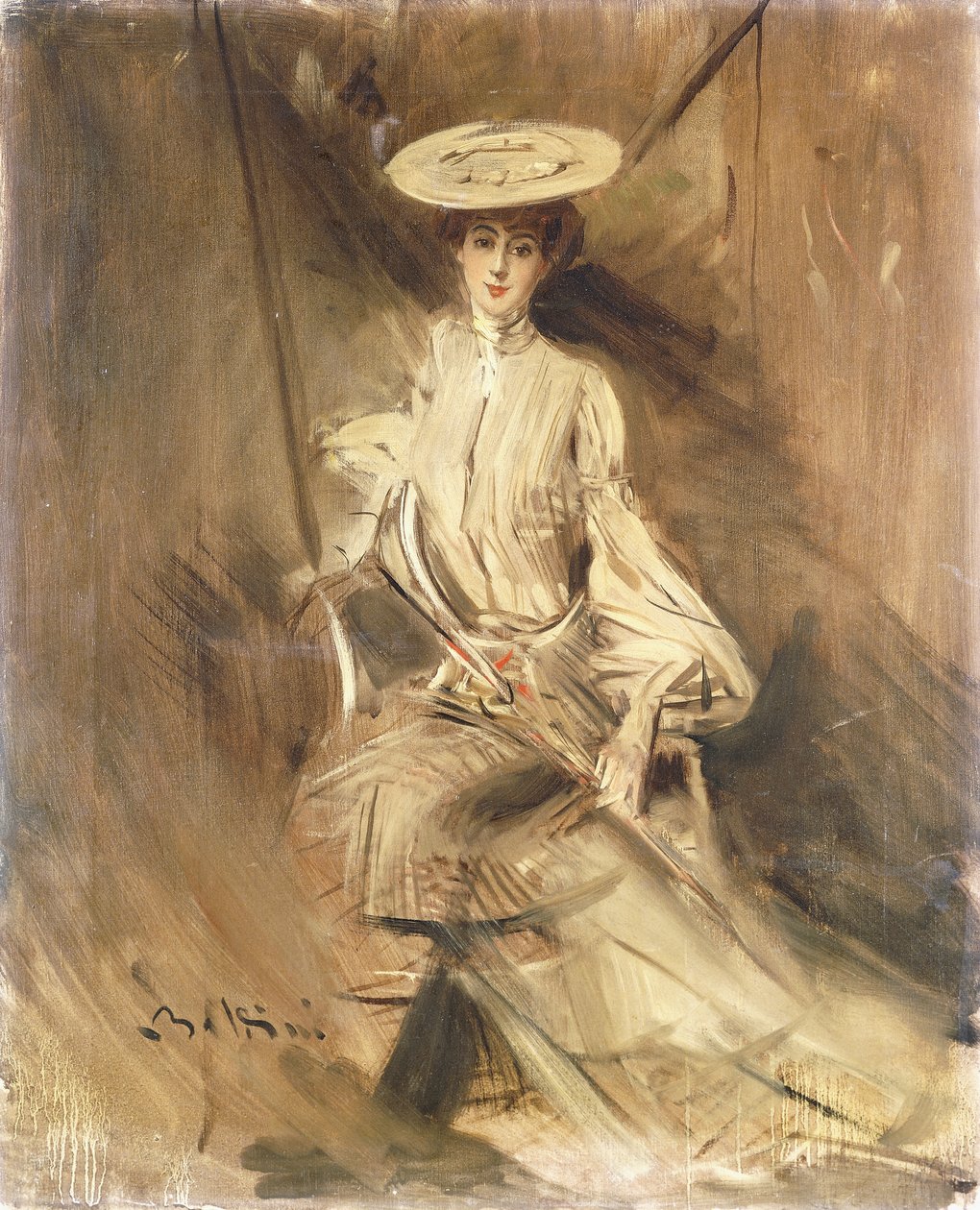 Portret damy siedzącej z parasolem, autorstwa Giovanni Boldini