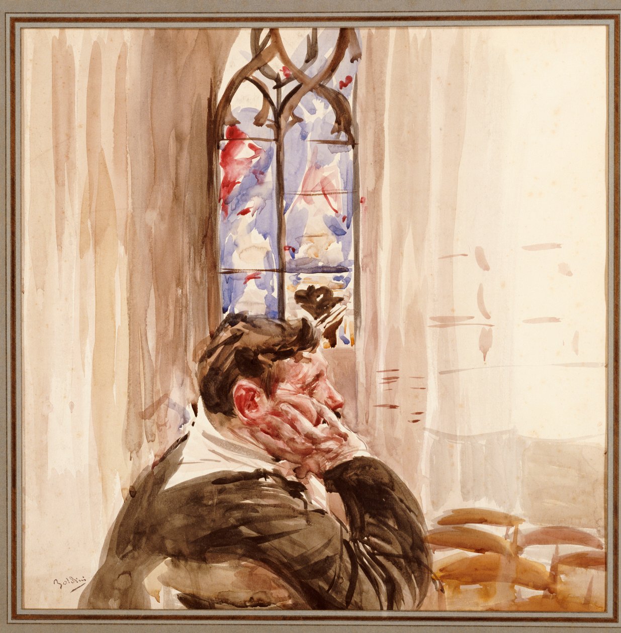 Portret mężczyzny w kościele, 1900 autorstwa Giovanni Boldini