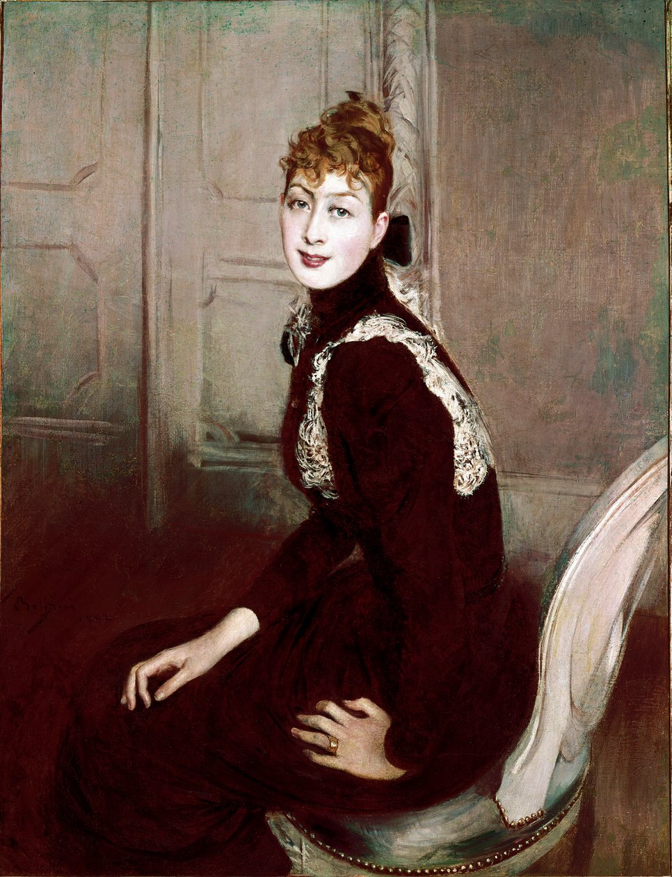 Portret markizy Franzoni. Obraz Giovanniego Boldiniego (1842-1931) autorstwa Giovanni Boldini