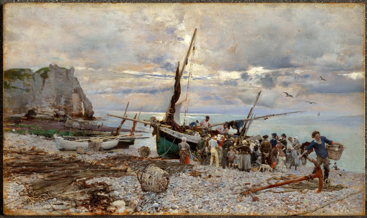 Powrót łodzi rybackich, Étretat autorstwa Giovanni Boldini