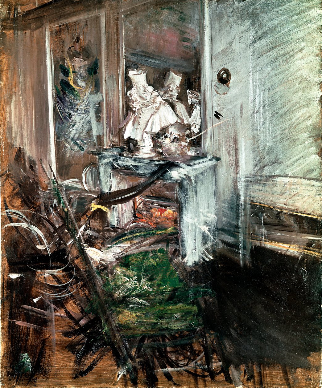 „Kardynał” Berniniego w pokoju malarza. Obraz Giovanniego Boldiniego (1842-1931) ok. 1899 r. Olej na płótnie. Wymiary: 53x46cm. Pistoia, kolekcja Boldini autorstwa Giovanni Boldini