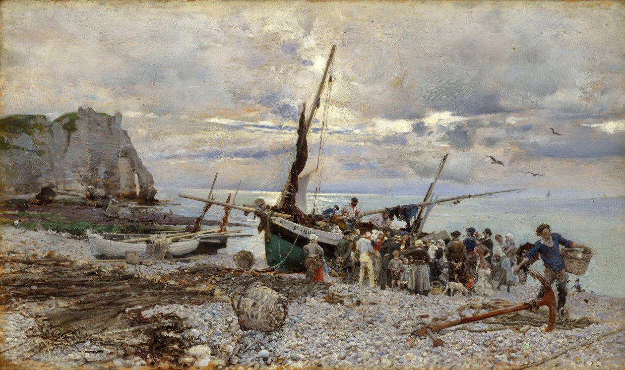 Powrót łodzi rybackich, Etretat, 1879 autorstwa Giovanni Boldini