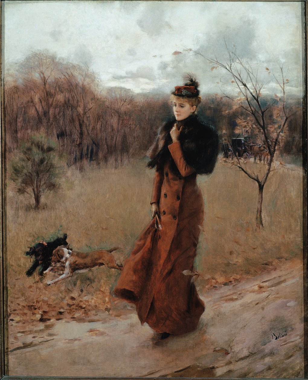 Spacer do parku w Neapolu (olej na płótnie) autorstwa Giovanni Boldini