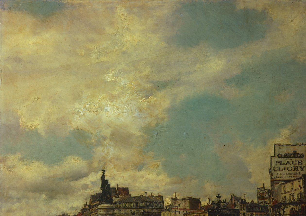 Niebo, fragment z Placu Clichy, Paryż, Giovanni Boldini (1842-1931), olej na płótnie, 60x98 cm autorstwa Giovanni Boldini