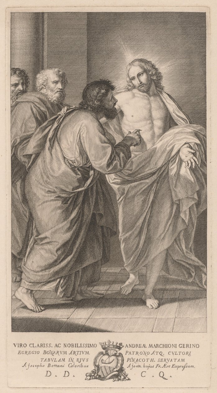 Niedowierzanie św. Tomasza autorstwa Giovanni Bottani, after Giuseppe Bottani