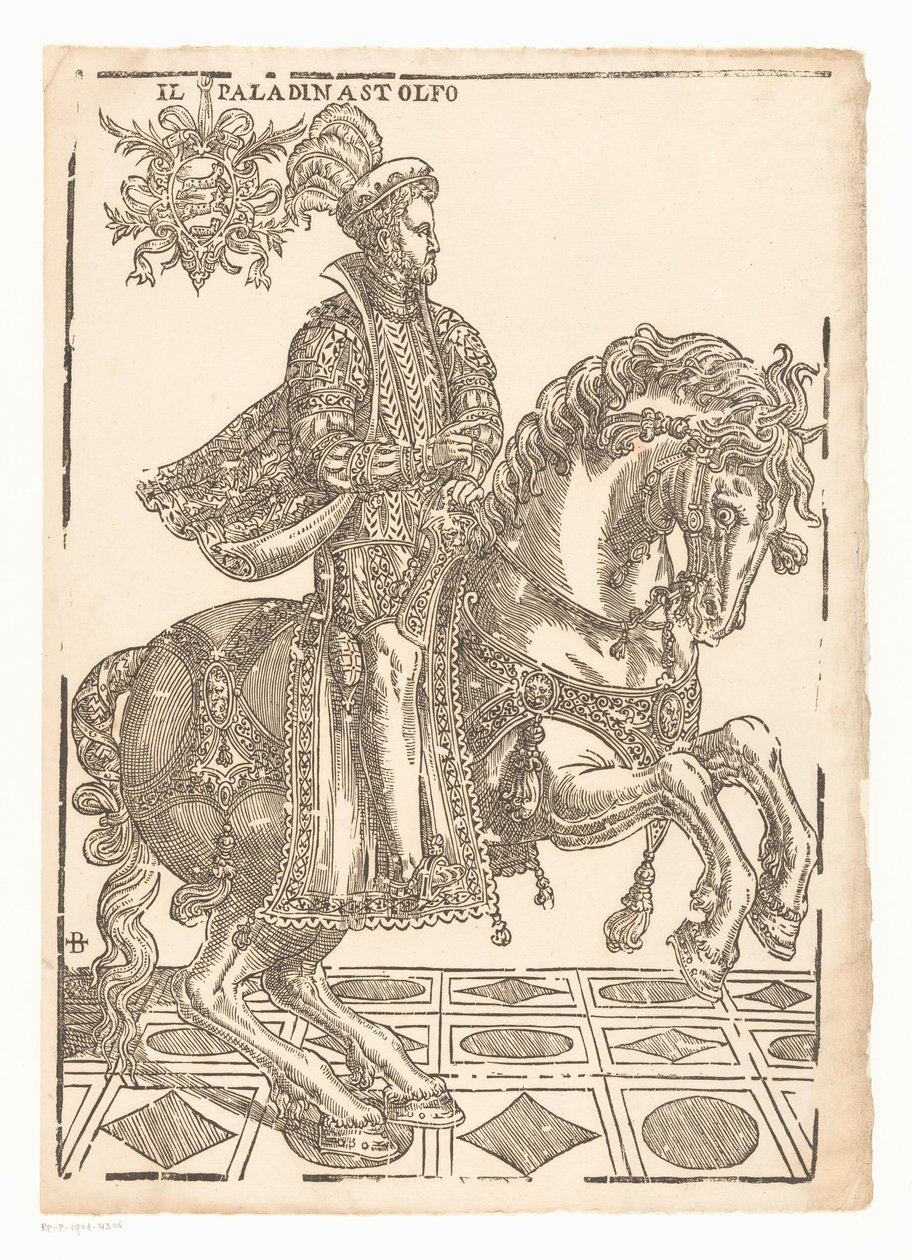 Astolfo na koniu Il paladin Astolfo (tytuł na obiekcie) autorstwa Giovanni Britto