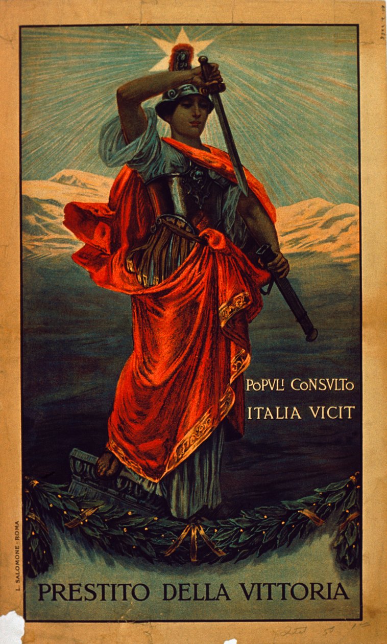 Włoski plakat wojskowy, I wojna światowa: „Prestitio della Vittoria”, plakat włoskich obligacji wojennych autorstwa Giovanni Capranesi