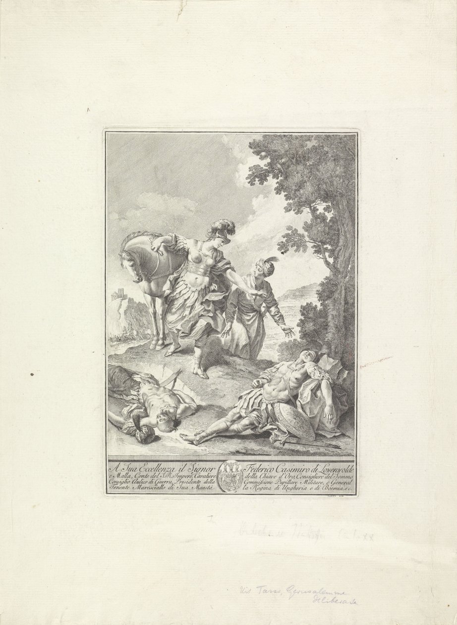 Scena z „La Gerusalemme liberata” Tasso autorstwa Giovanni Cattini (attributed to)