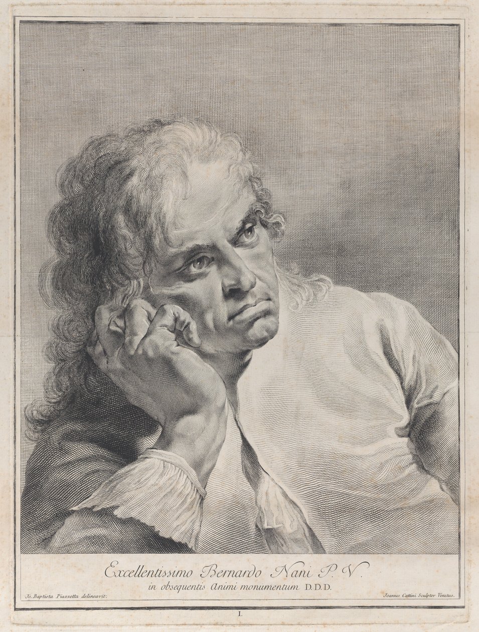 Zamyślony mężczyzna opierający głowę o rękę, 1743. autorstwa Giovanni Cattini
