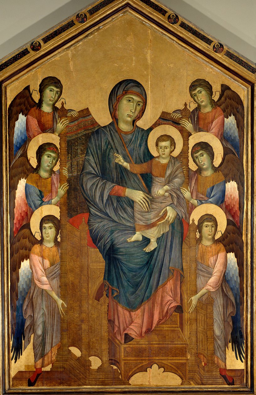 Dziewica z Dzieciątkiem w Majestic w otoczeniu sześciu aniołów. Obraz Gualtieriego Giovanniego dit Cimabue (ok. 1240-1302) autorstwa Giovanni Cimabue