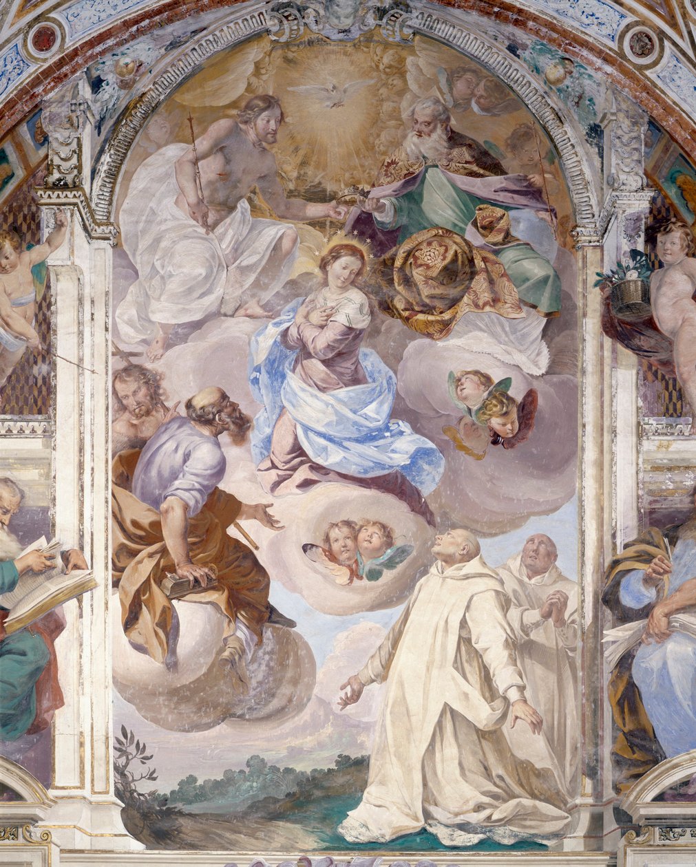 włochy, lombardia, pawia, pawia Charterhouse (Certosa), historie Jezusa i maryi, detal fresku autorstwa Giovanni Cristoforo Storer