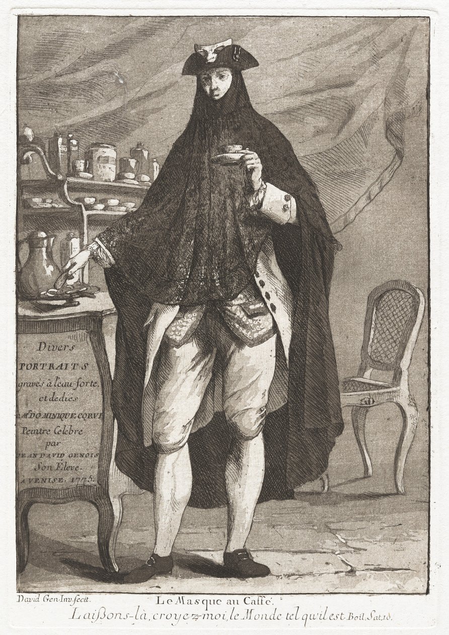 Le Masque au caffé (Zamaskowany mężczyzna biorący kawę) autorstwa Giovanni David