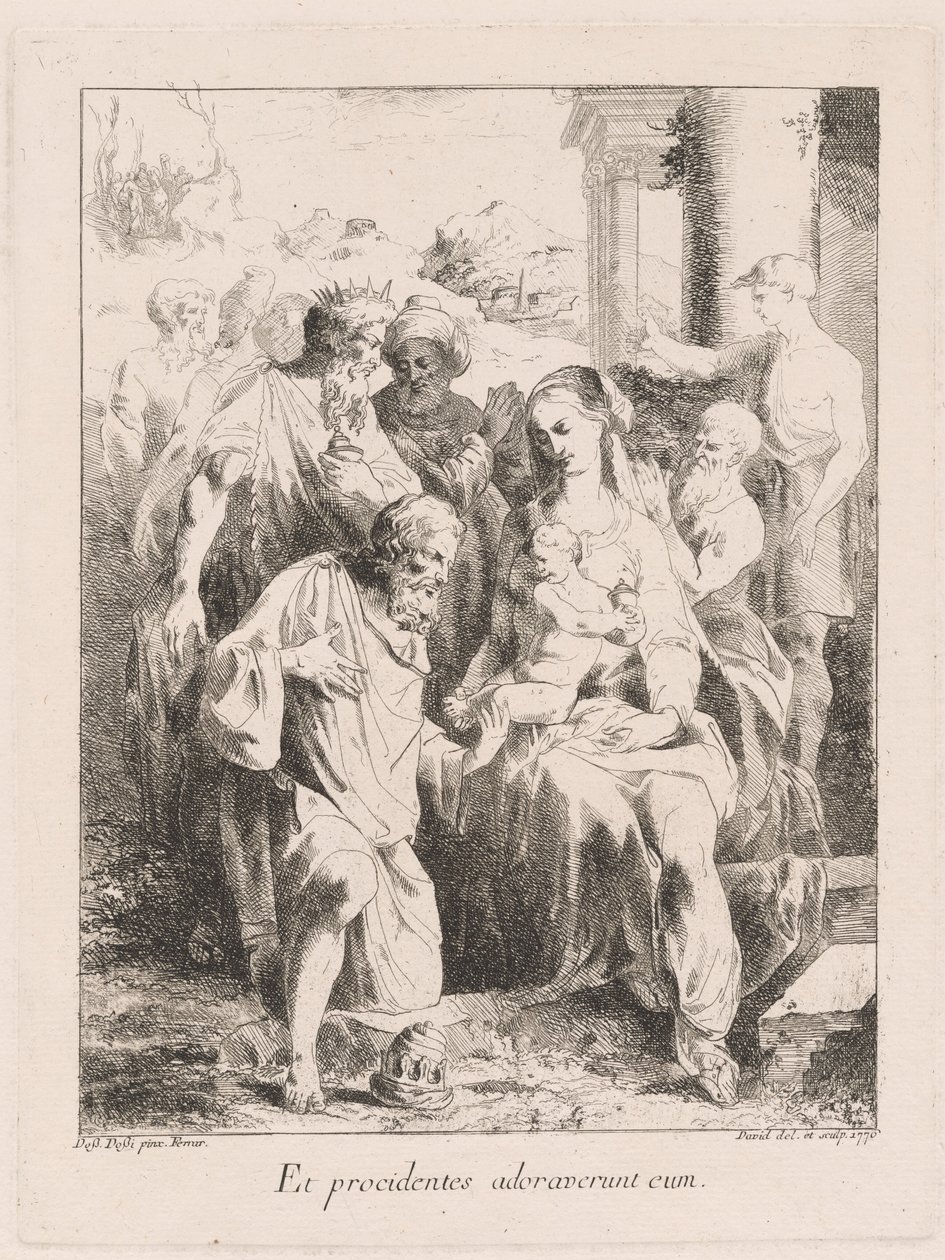 Adoracja Trzech Króli autorstwa Giovanni David, after Battista Dossi