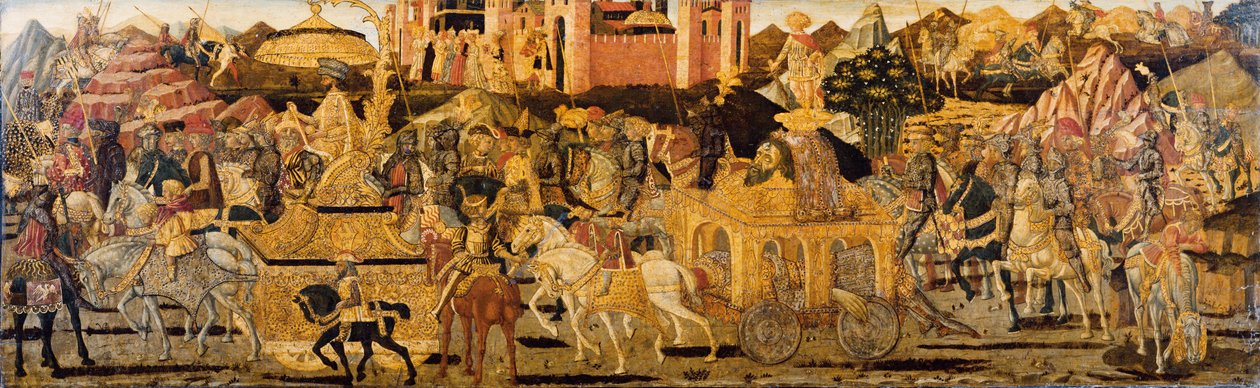 Panel centralny Cassone: Triumf Dawida autorstwa Giovanni Di Ser Giovanni Guidi