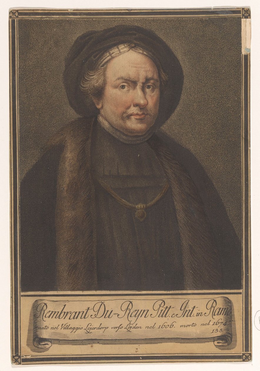Portret artysty Rembrandta Harmensza. z Renu Portrety artystów (tytuł serii) autorstwa Giovanni Domenico Campiglia