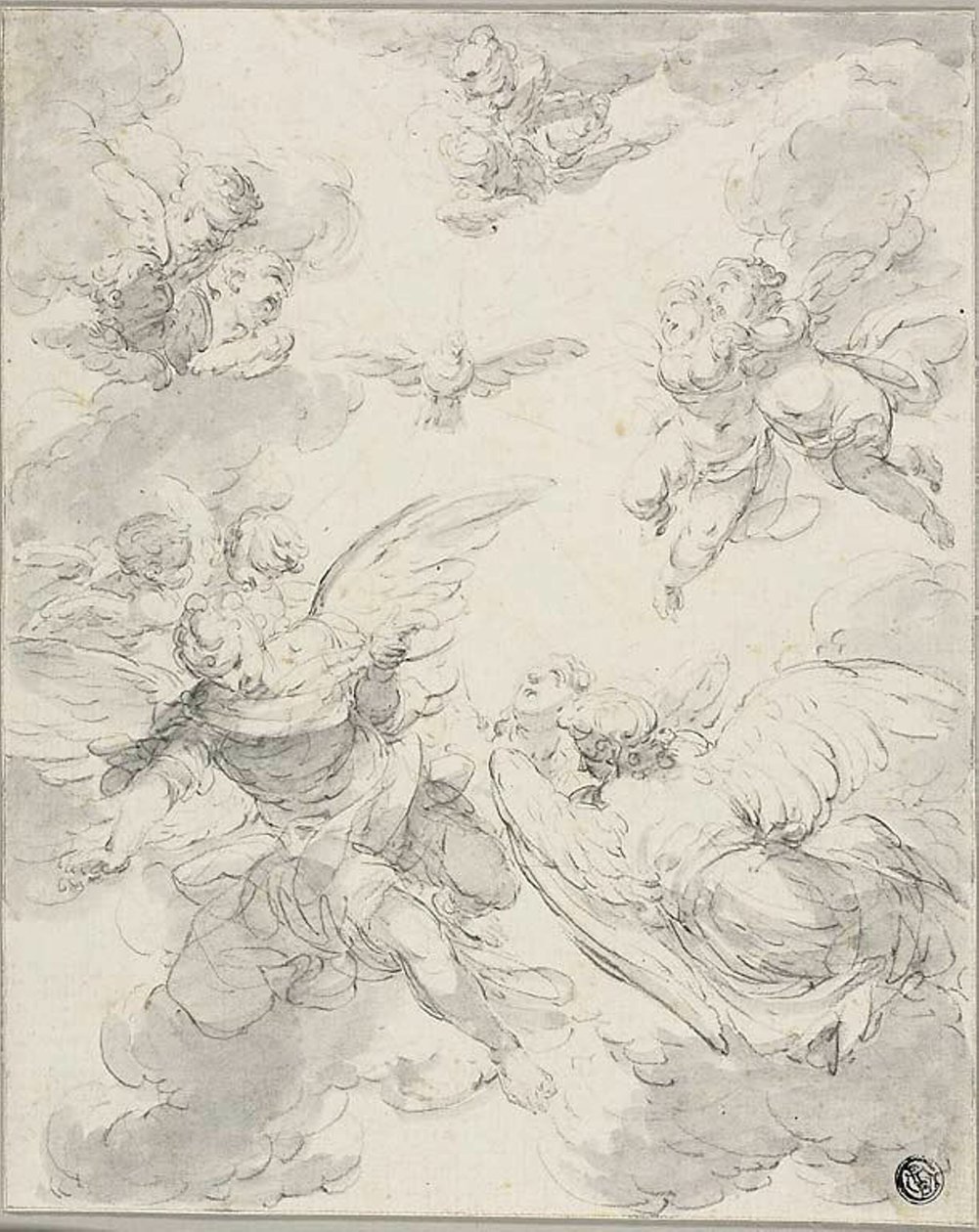 Duch Święty i Aniołowie autorstwa Giovanni Domenico Ferretti