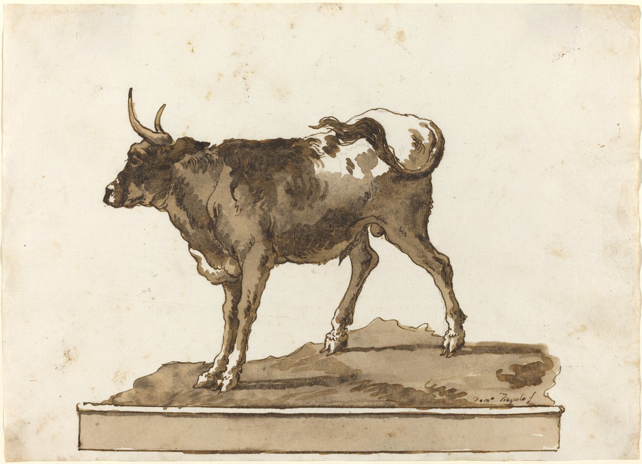 Byk na półce autorstwa Giovanni Domenico Tiepolo