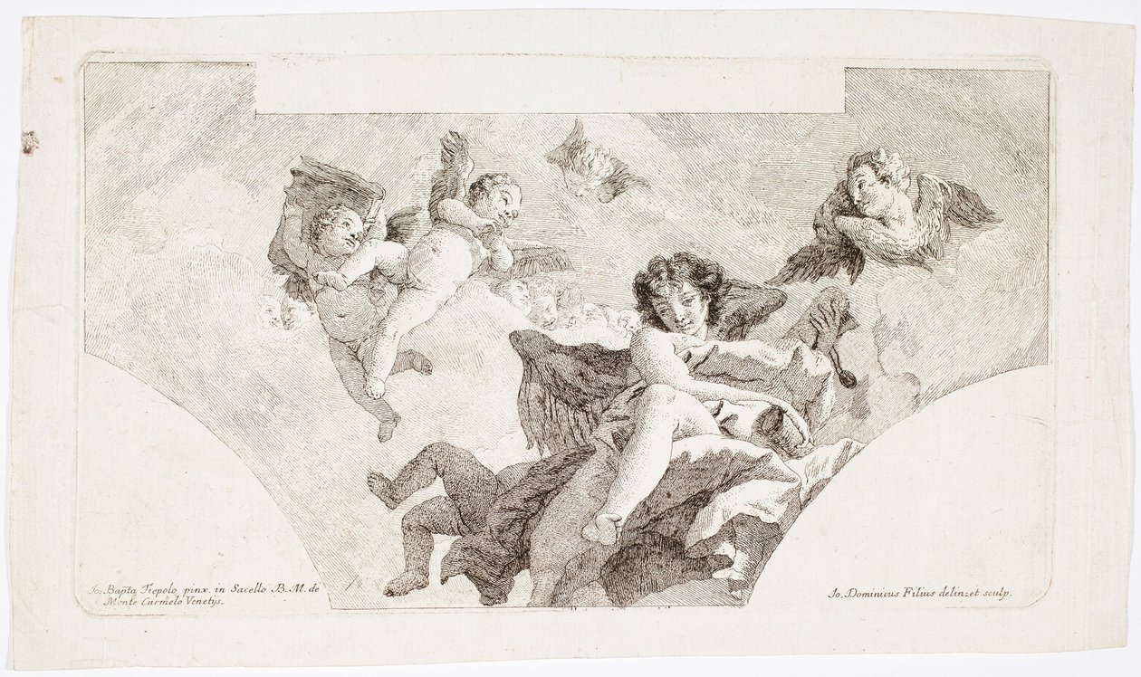 Aniołowie niosący odpusty karmelitów autorstwa Giovanni Domenico Tiepolo