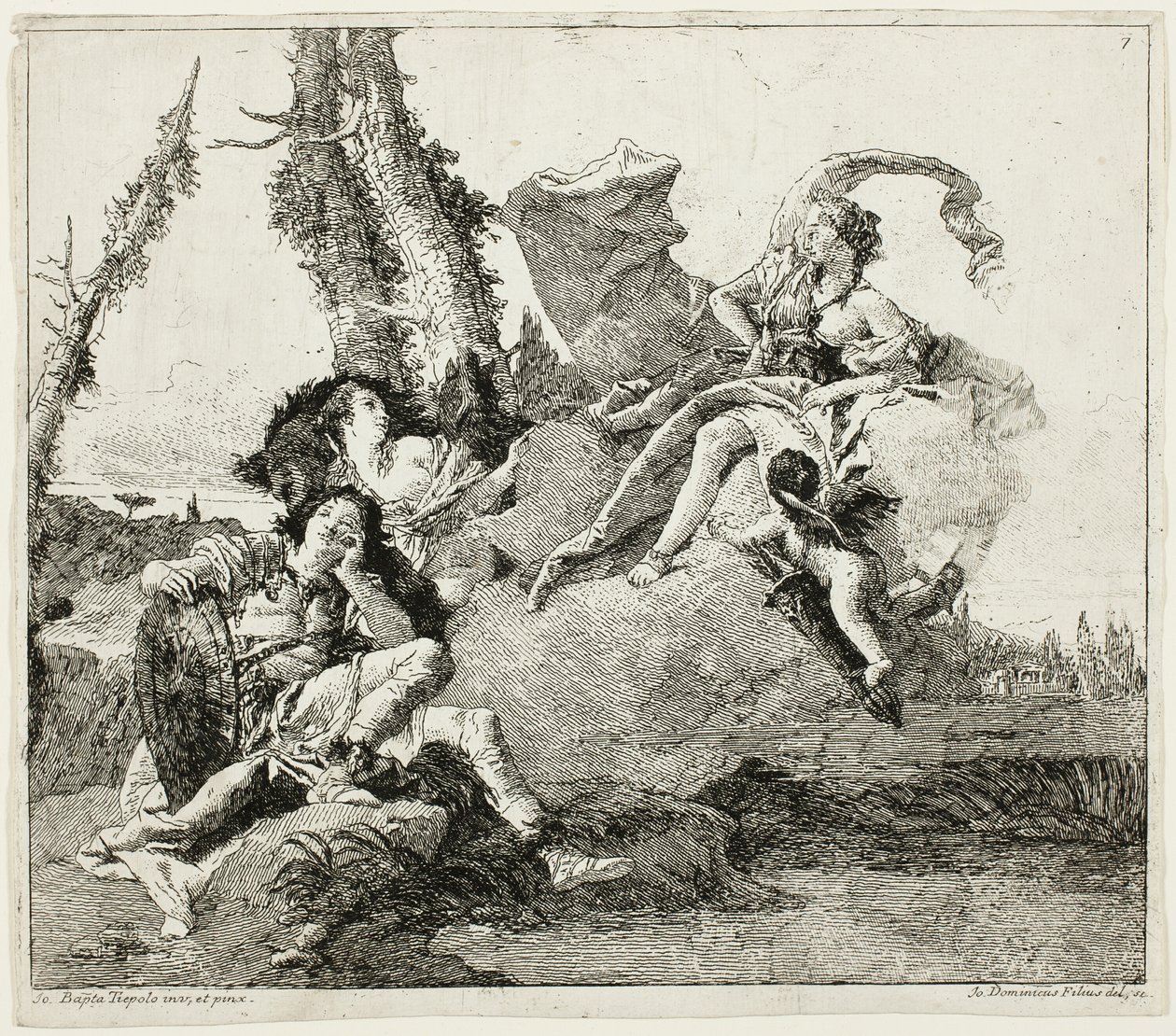 Armida spotyka śpiącego Rinaldo autorstwa Giovanni Domenico Tiepolo