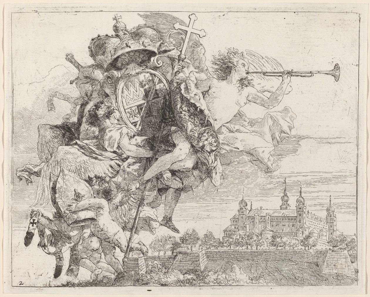 Ramiona Karola Philippa von Greiffenklau, księcia biskupa Würzburga autorstwa Giovanni Domenico Tiepolo