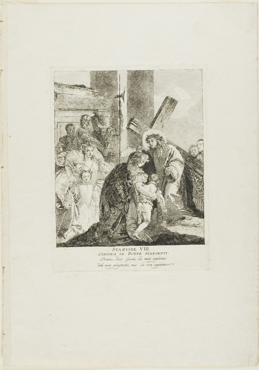 Chrystus pociesza płaczące niewiasty, płyta ósma z Drogi Krzyżowej autorstwa Giovanni Domenico Tiepolo