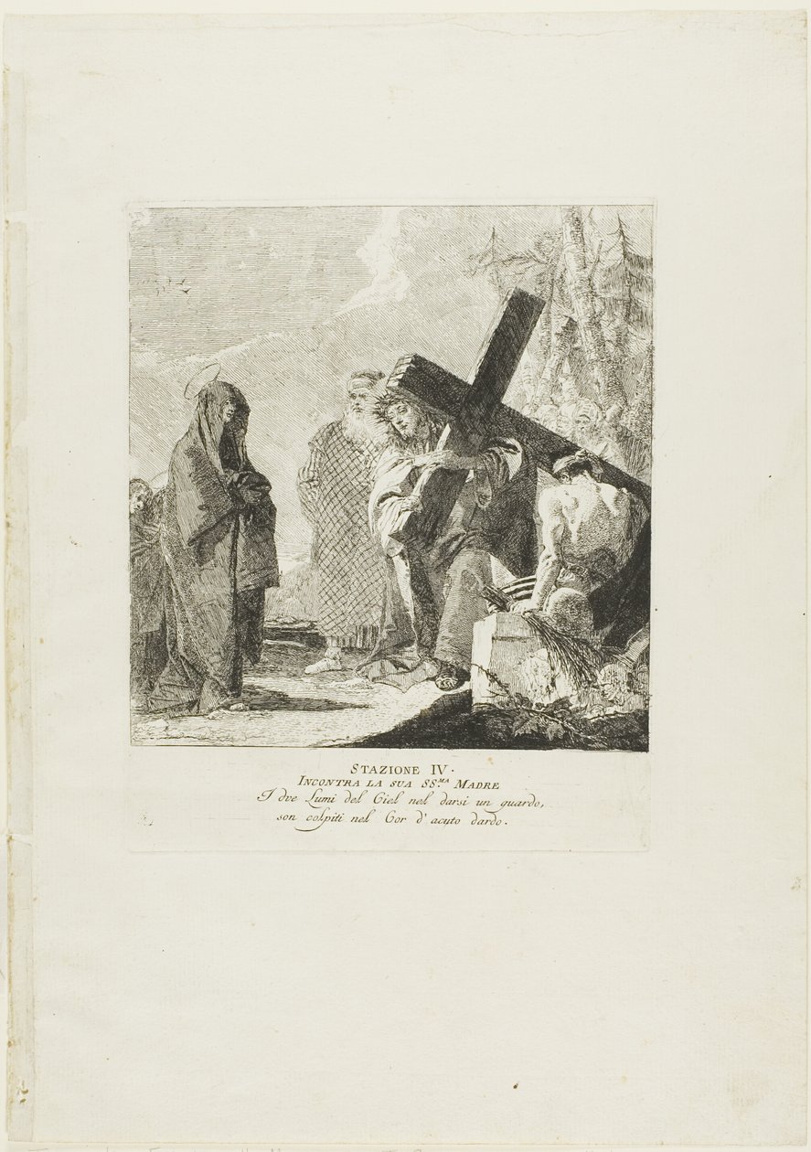 Chrystus spotyka swoją Matkę, płyta czwarta z Drogi Krzyżowej autorstwa Giovanni Domenico Tiepolo