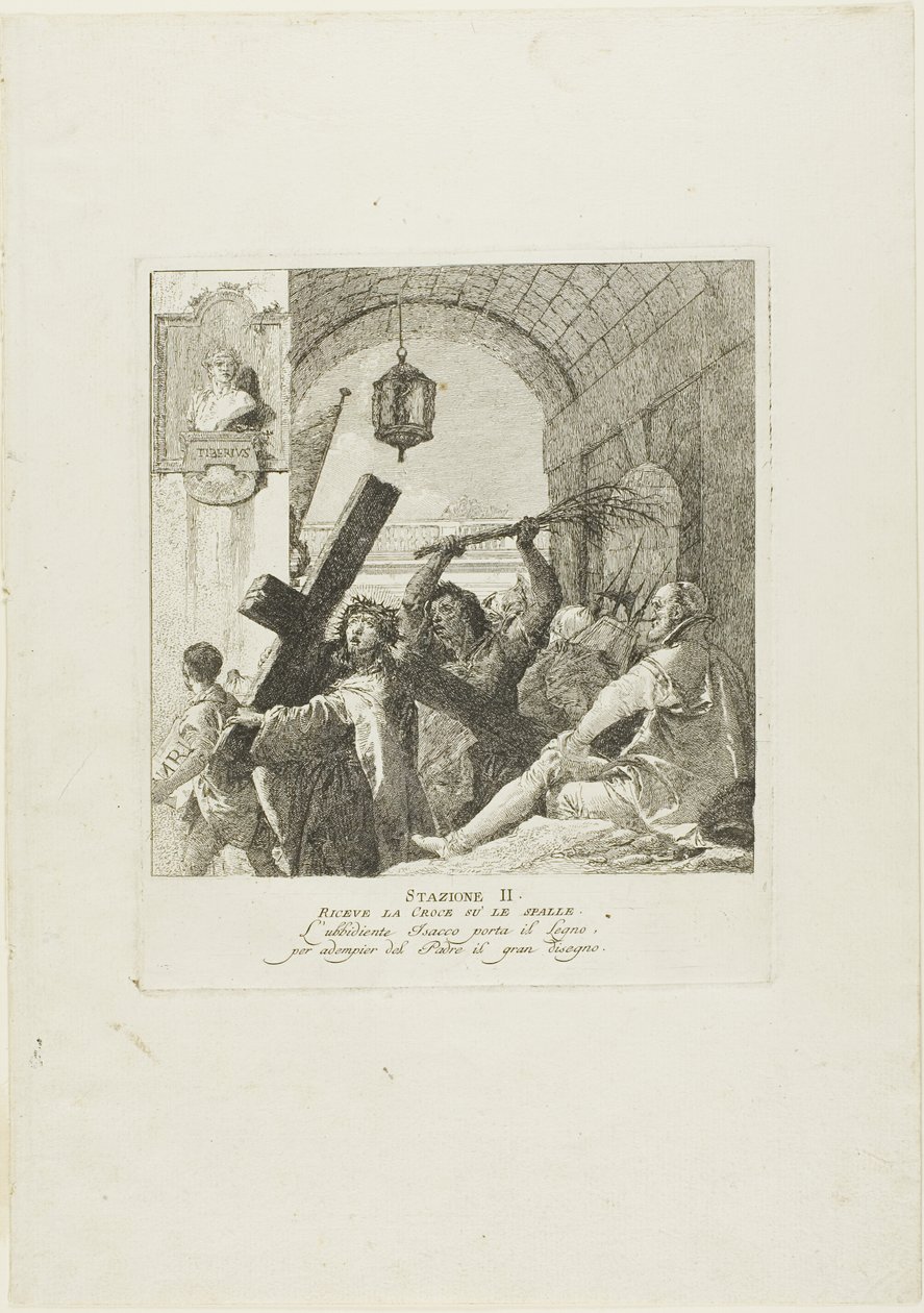 Chrystus przyjmuje krzyż, płyta druga z Drogi Krzyżowej autorstwa Giovanni Domenico Tiepolo