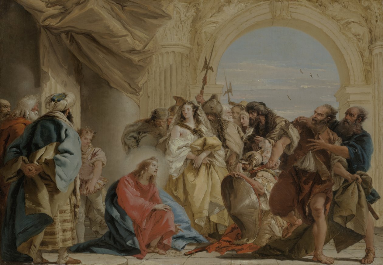 Chrystus i kobieta przyłapana na cudzołóstwie autorstwa Giovanni Domenico Tiepolo