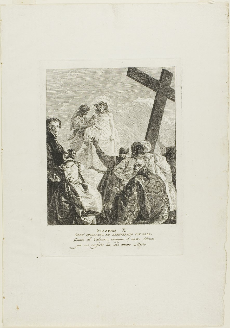 Chrystus zostaje odarty z szat, płyta dziesiąta z Drogi Krzyżowej autorstwa Giovanni Domenico Tiepolo