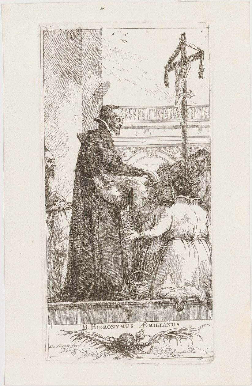 Święty Hieronim Emilian rozdaje jałmużnę autorstwa Giovanni Domenico Tiepolo