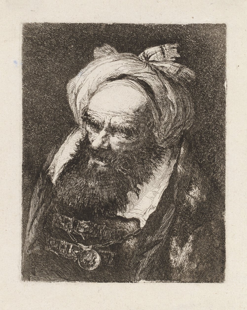 „Starszy mężczyzna w turbanie” z cyklu „Raccolta di Teste” („Kolekcja głów”) autorstwa Giovanni Domenico Tiepolo