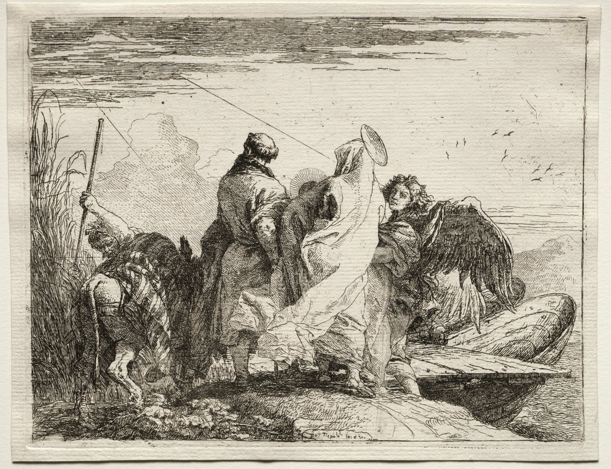 Ucieczka do Egiptu: Święta rodzina opuszcza brzeg. autorstwa Giovanni Domenico Tiepolo