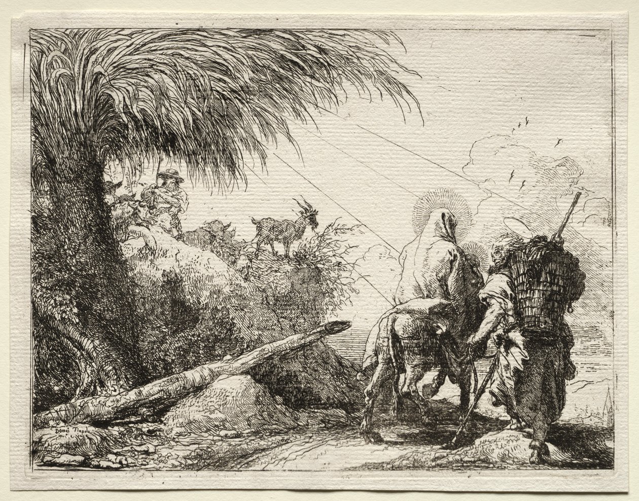 Ucieczka do Egiptu: Święta Rodzina i Palma autorstwa Giovanni Domenico Tiepolo