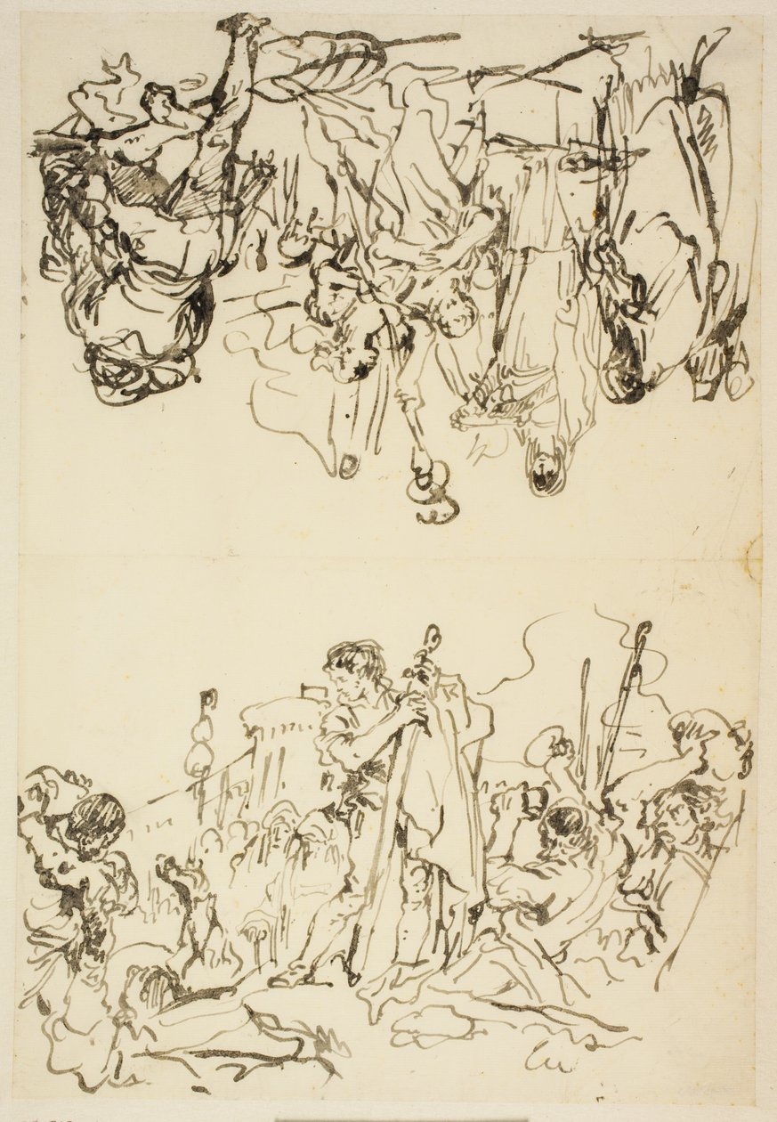 Arkusz składany z „Męczeństwo św. Szczepana i Agrypiny lądujących w Brindisi z prochami Germanika” autorstwa Giovanni Domenico Tiepolo
