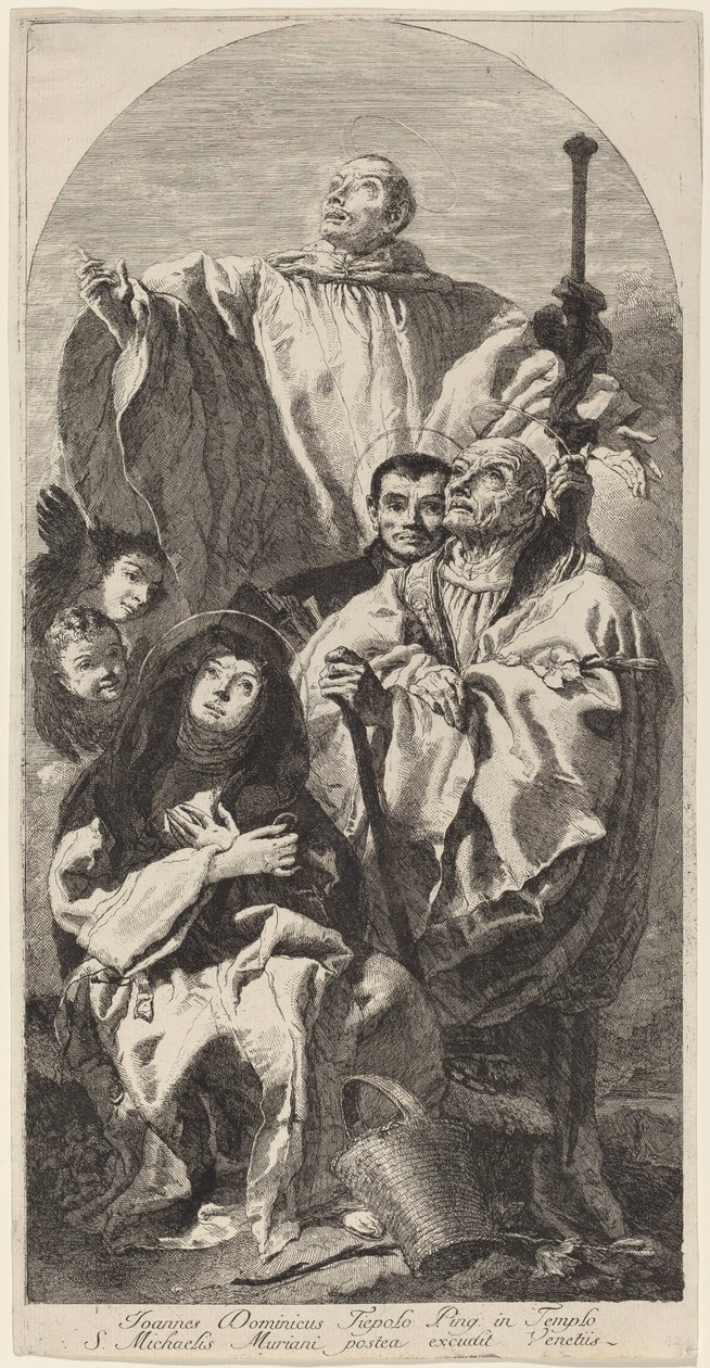 Czterech Świętych Zakonu Benedyktynów autorstwa Giovanni Domenico Tiepolo