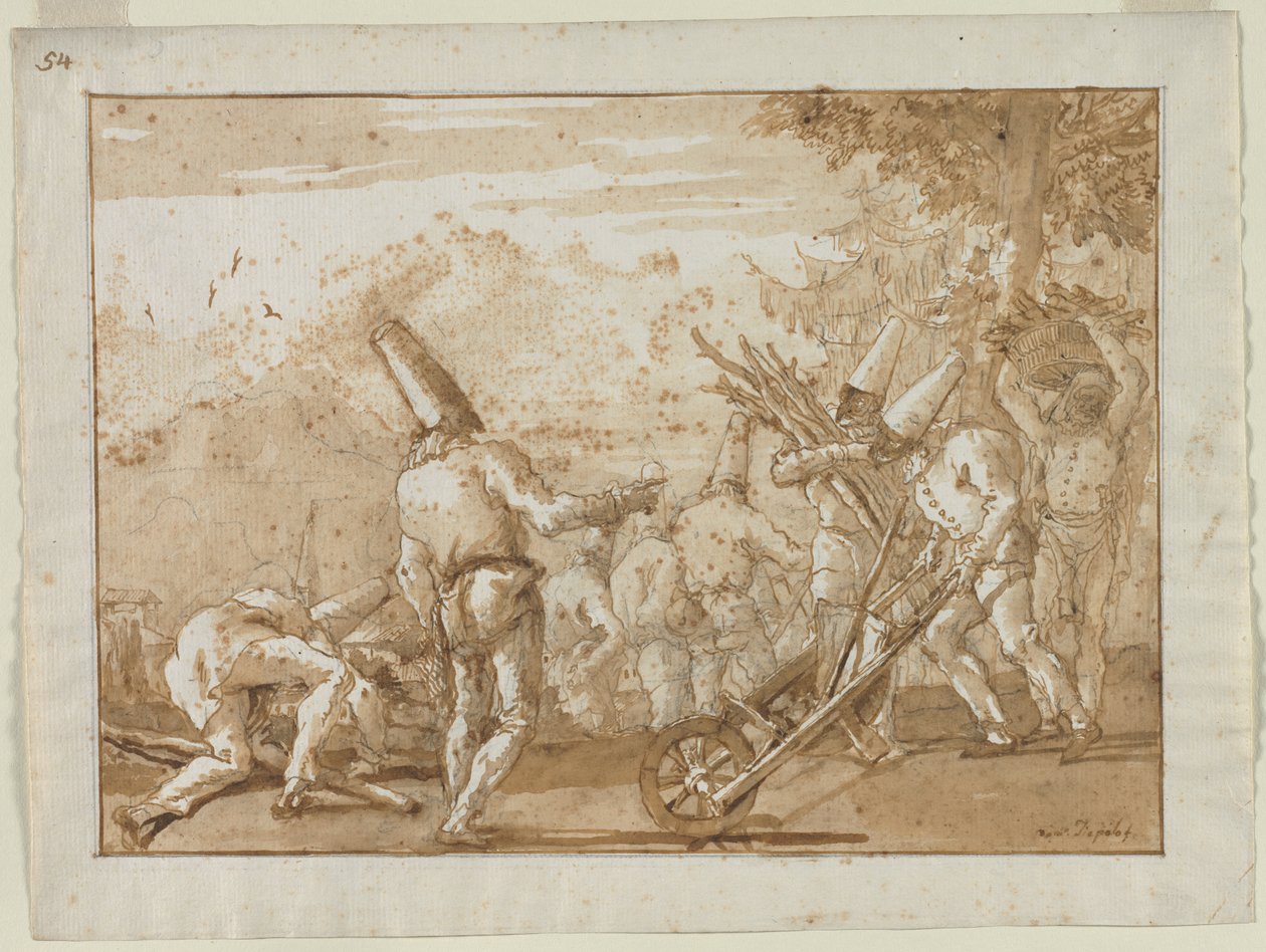 Zbieranie drewna autorstwa Giovanni Domenico Tiepolo