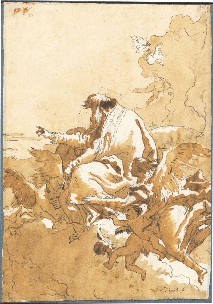 Bóg Ojciec siedzący w chmurach otoczony aniołami i Putti autorstwa Giovanni Domenico Tiepolo
