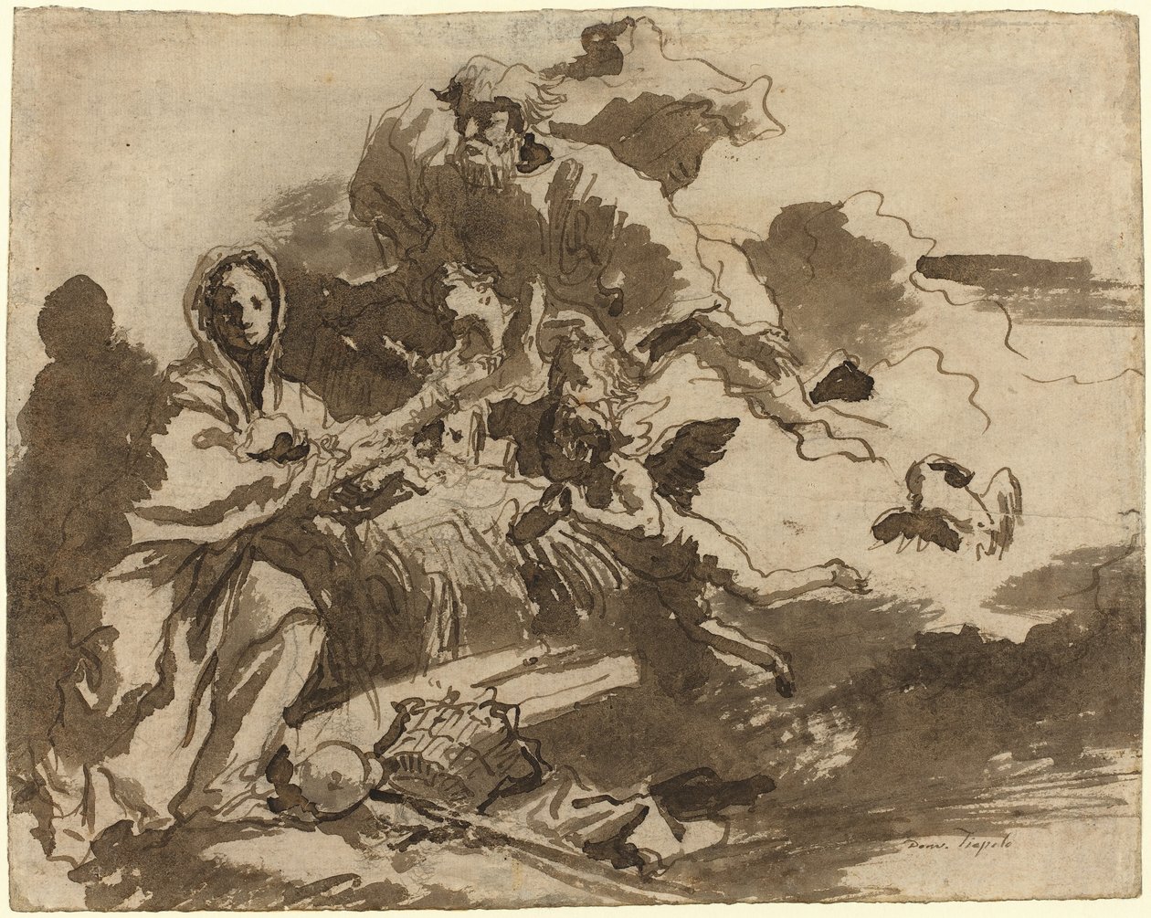 Bóg Ojciec i Aniołowie adorujący Madonnę z Dzieciątkiem [recto] autorstwa Giovanni Domenico Tiepolo
