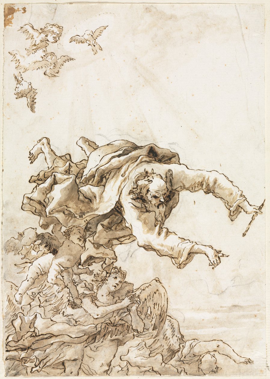 Bóg Ojciec z Aniołami i Cherubinami, 1758 lub później. autorstwa Giovanni Domenico Tiepolo