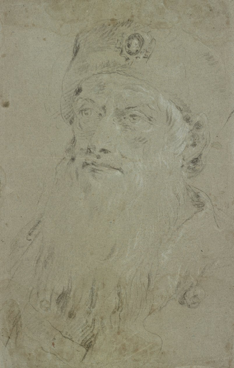 Głowa brodatego mężczyzny o orientalnych rysach autorstwa Giovanni Domenico Tiepolo