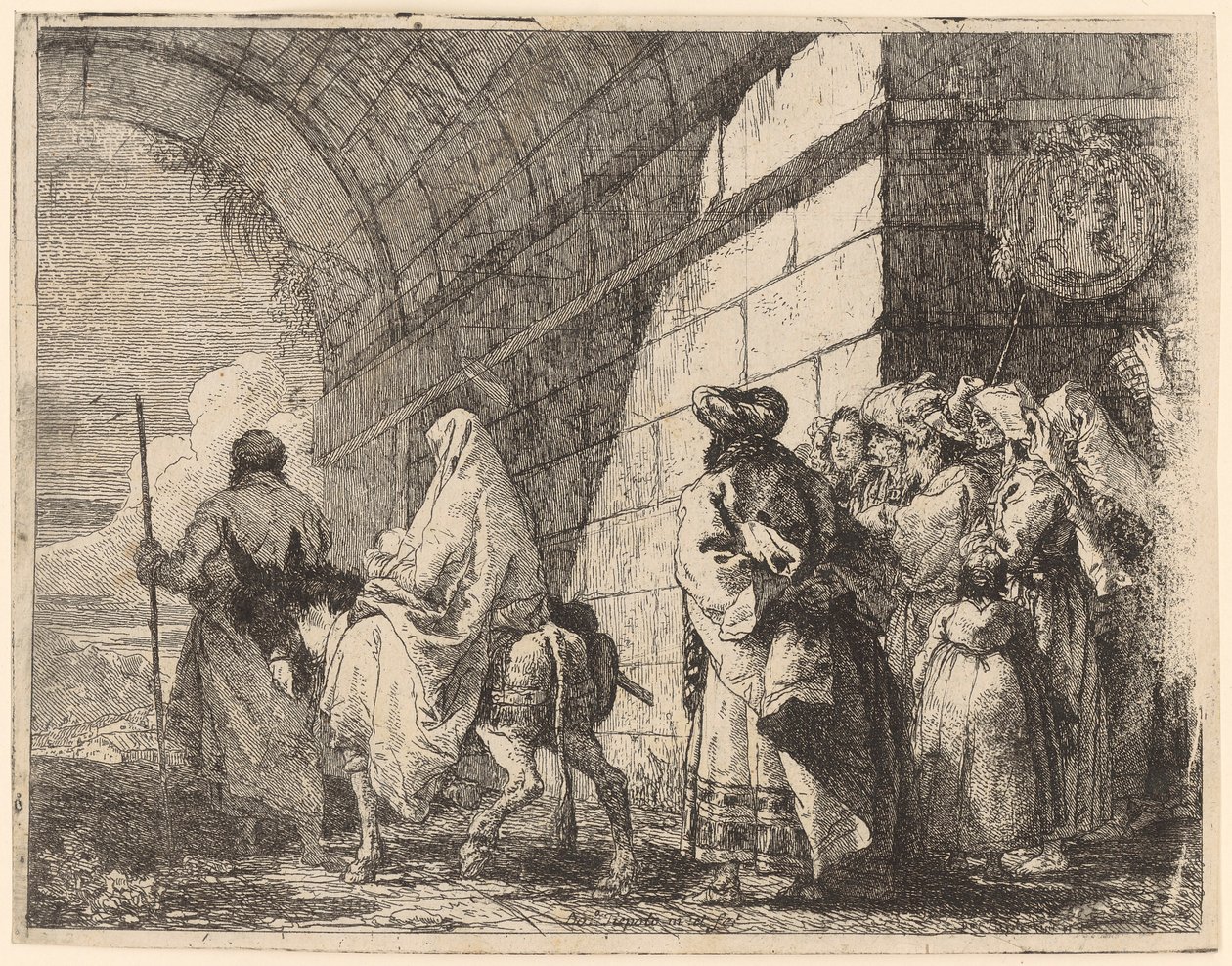 Święta Rodzina opuszcza miasto autorstwa Giovanni Domenico Tiepolo