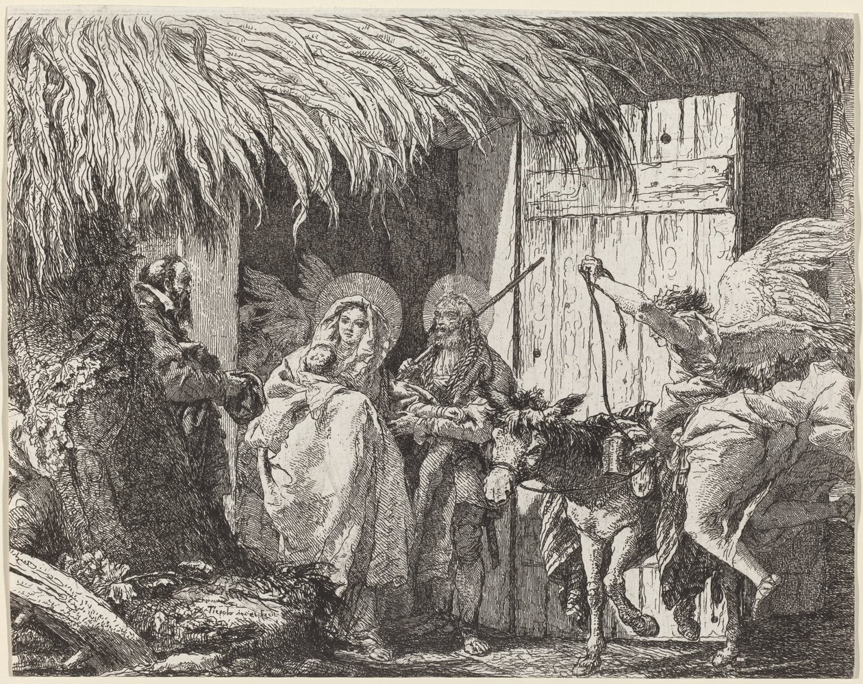 Józef i Maria przygotowują się do odejścia autorstwa Giovanni Domenico Tiepolo