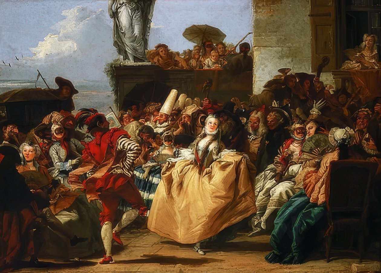 Scena karnawałowa lub menuet. 1745/50 autorstwa Giovanni Domenico Tiepolo