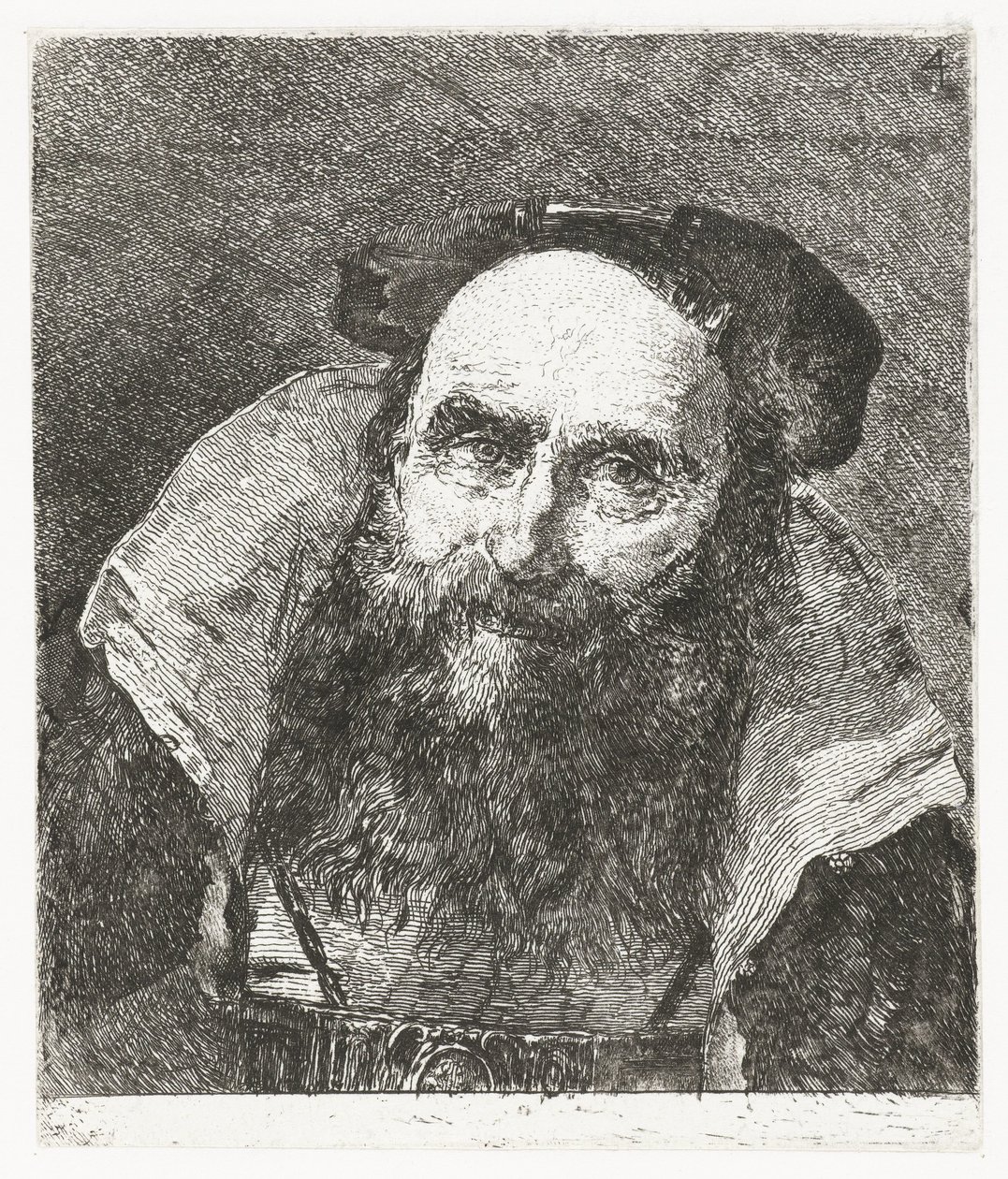 uśmiechnięty staruszek Kolekcja głów (tytuł serii) Raccolta di Teste (tytuł serii) autorstwa Giovanni Domenico Tiepolo
