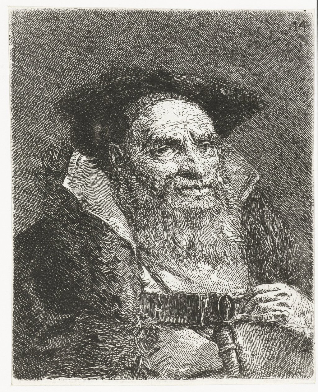 Mężczyzna z beretem Kolekcja głów (tytuł serii) Raccolta di Teste (tytuł serii) autorstwa Giovanni Domenico Tiepolo